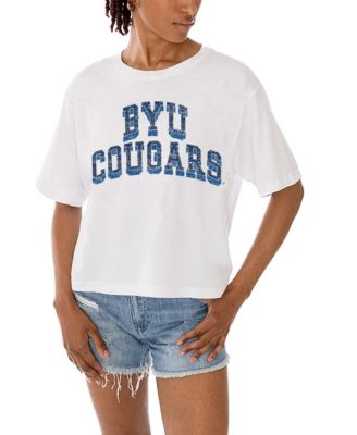 Gameday Couture Women's White BYU Cougars Claim To Fame Boxy Cropped T-Shirt