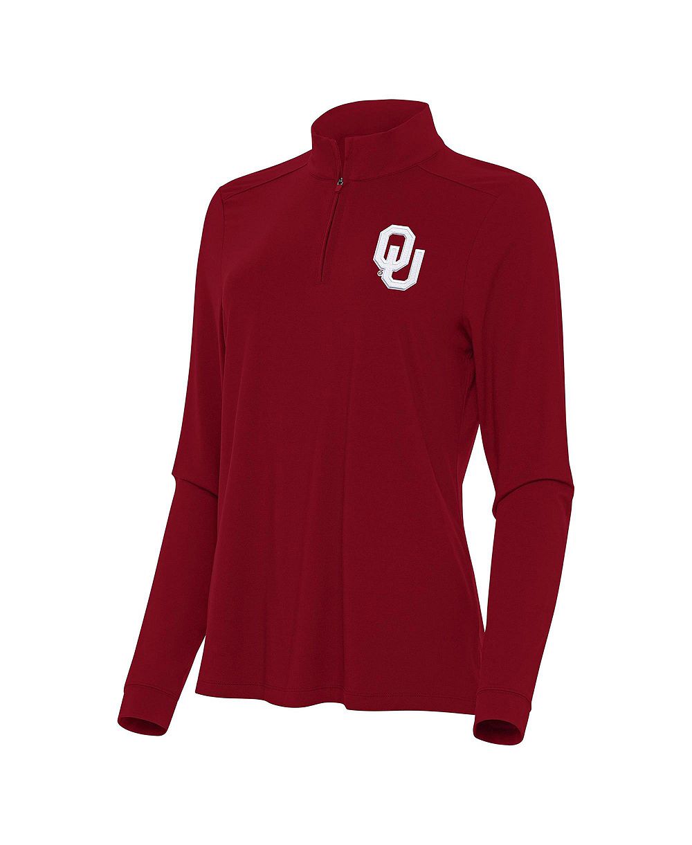 Antigua Женский топ Crimson Oklahoma Sooners Intent с молнией на четверть
