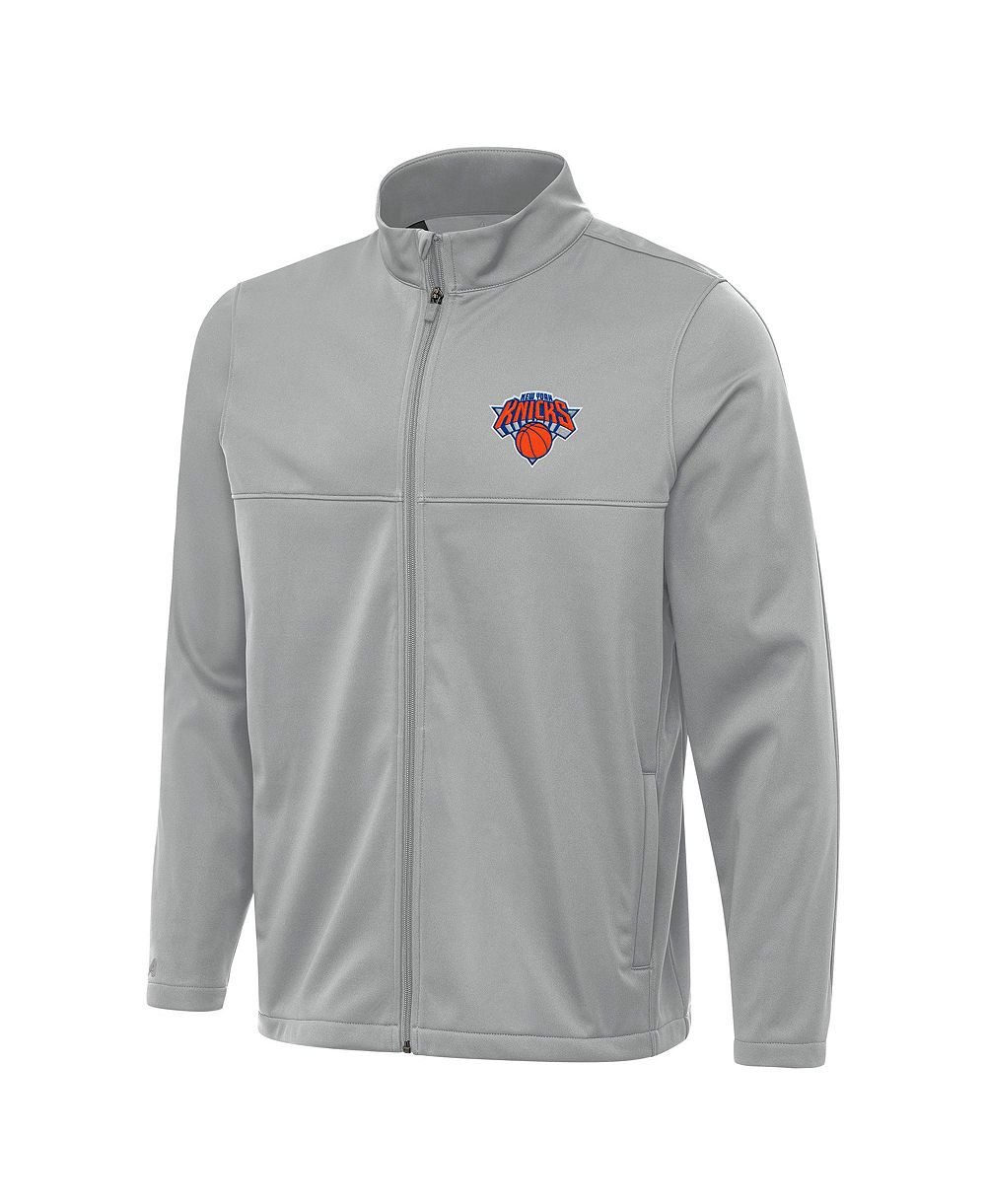 Antigua Men's Gray New York Knicks Links 2 Full-Zip Golf Jacket