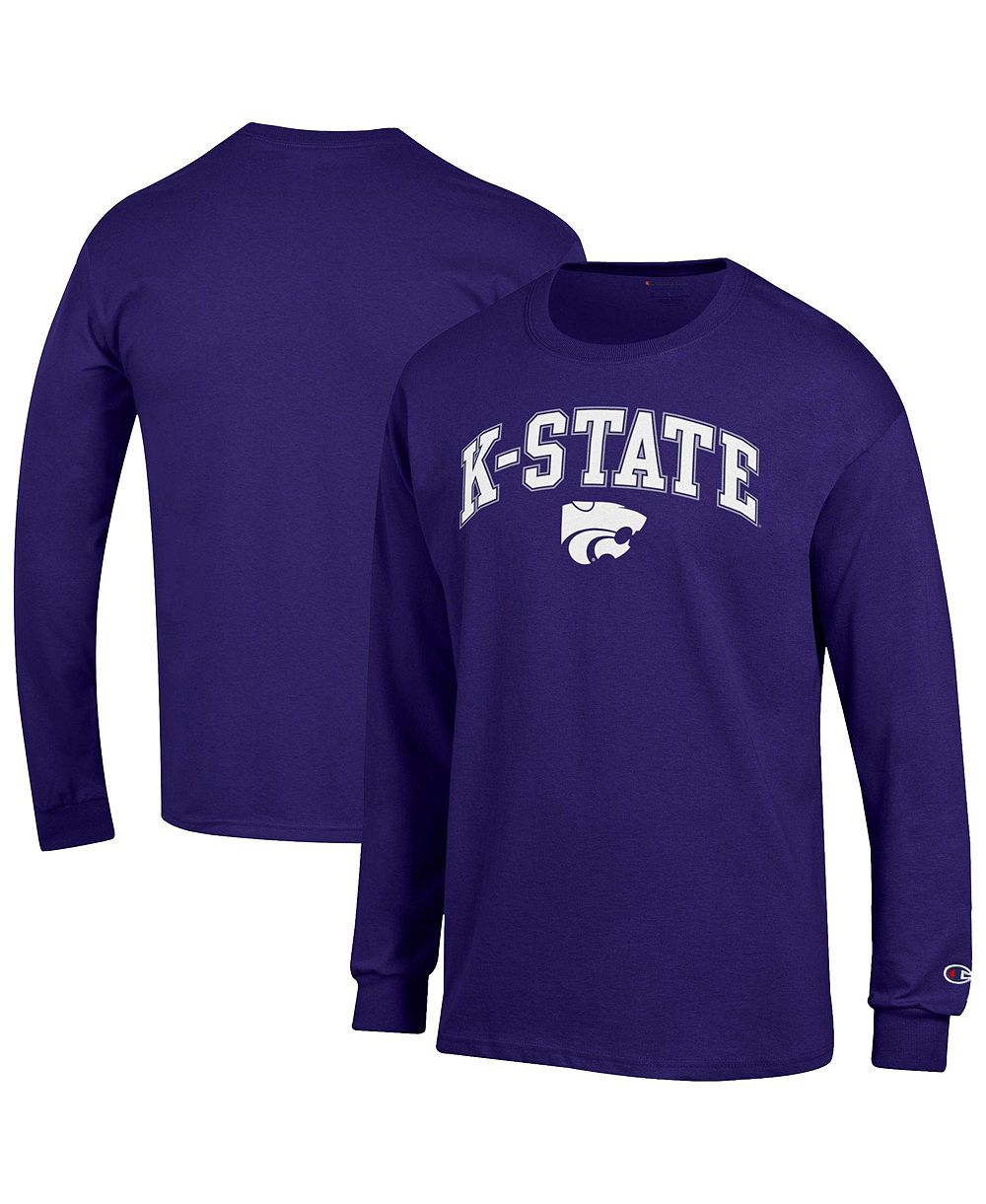 Champion Мужская фиолетовая футболка с длинным рукавом Kansas State Wildcats Arch Over Logo