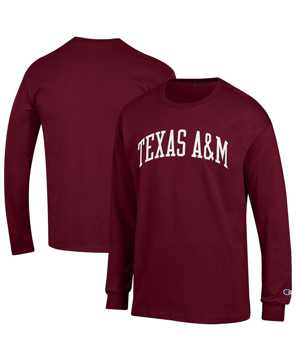Мужская футболка Champion Texas A&M Aggies Basic Arch с длинным рукавом в цвете Maroon
