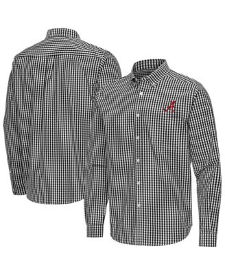 Antigua Men's Black Alabama Crimson Tide Ellis Woven Tri-Blend Long Sleeve Button-Down Shirt