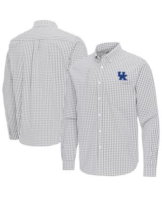 Antigua Men's Gray Kentucky Wildcats Ellis Woven Tri-Blend Long Sleeve Button-Down Shirt
