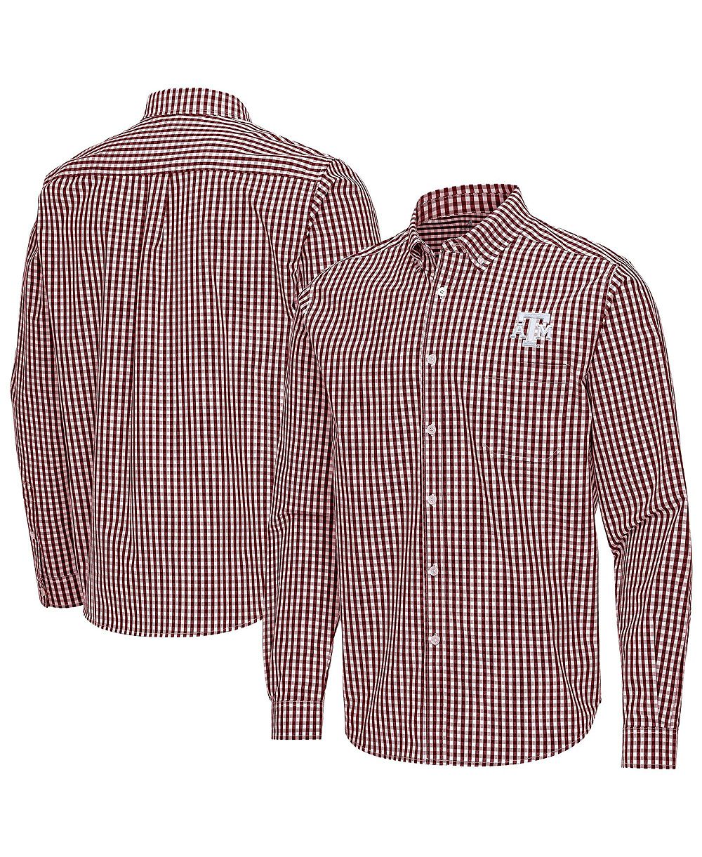 Мужская рубашка Antigua Men's Maroon Texas A&M Aggies Ellis Woven Tri-Blend Long sleeves Button-Down