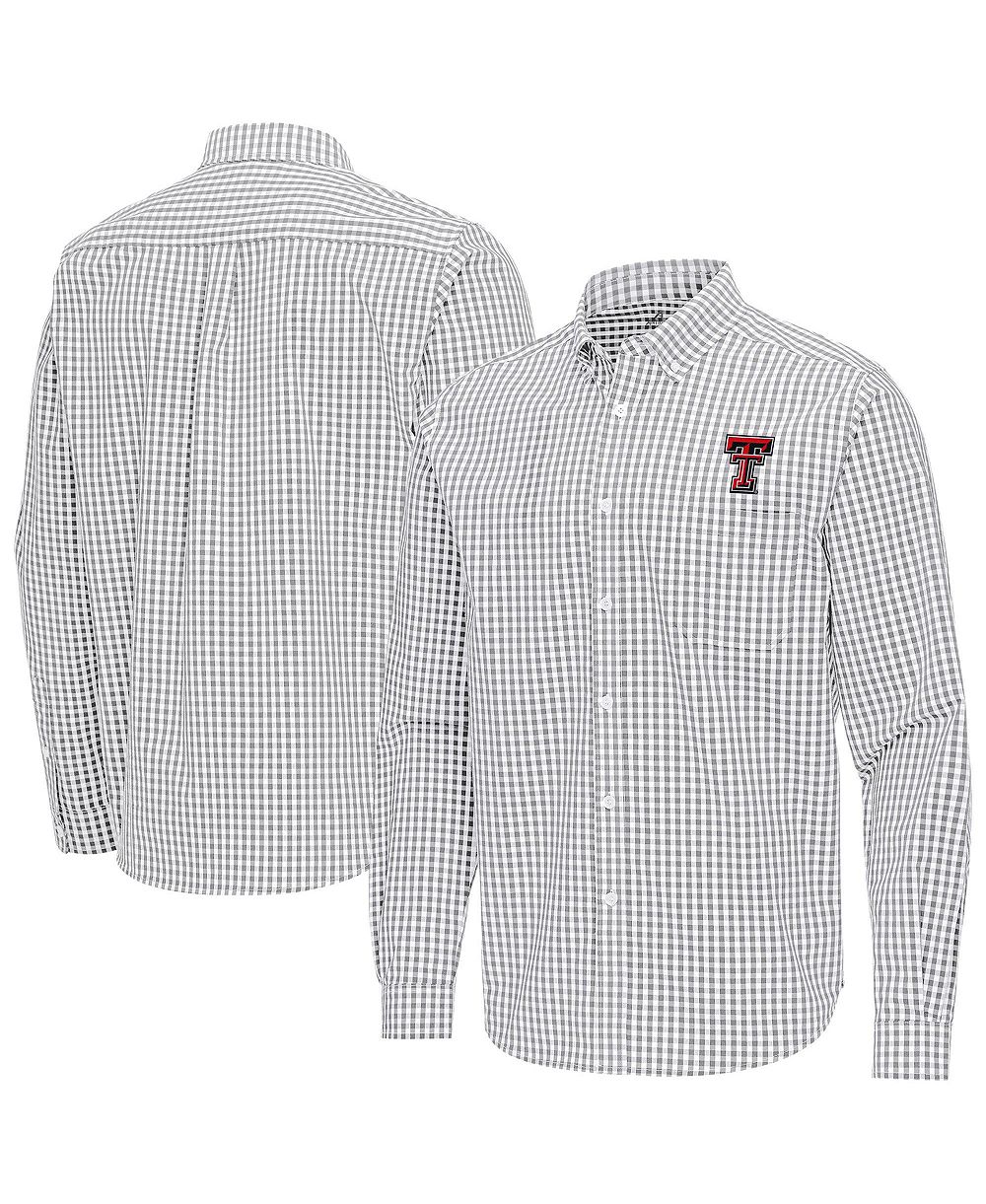 Antigua Men's Gray Texas Tech Red Raiders Ellis Woven Tri-Blend Long Sleeve Button-Down Shirt