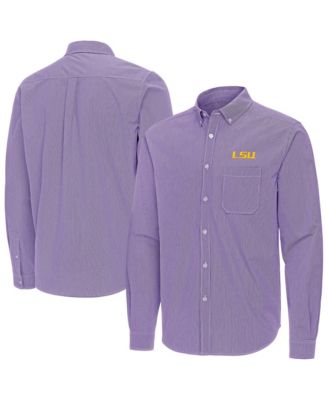 Antigua Men's Purple LSU Tigers Porter Woven Tri-Blend Long Sleeve Button-Down Shirt