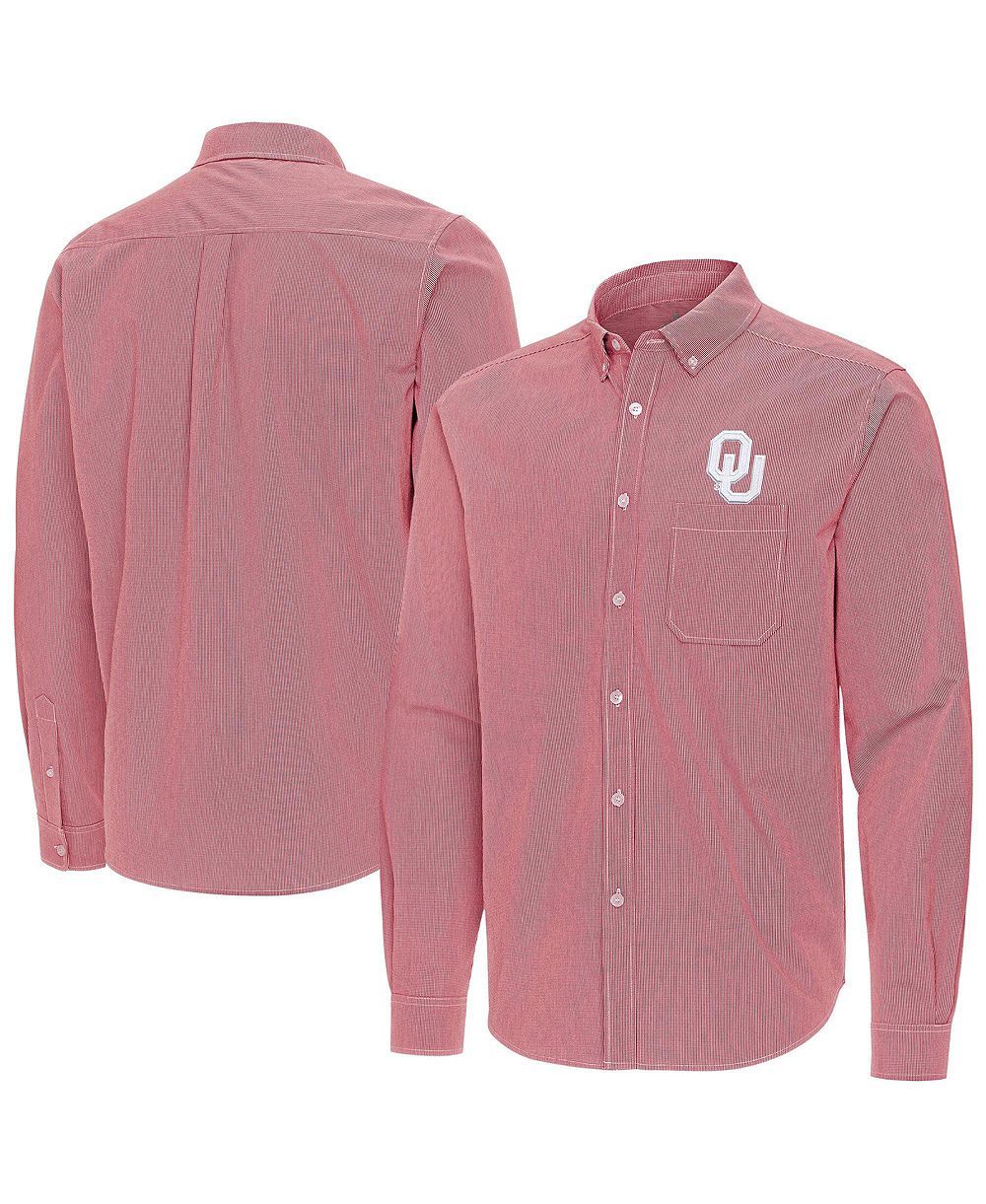 Мужская рубашка Antigua Crimson Oklahoma Sooners Porter Woven Tri-Blend Long sleeves Button-Down Shirt