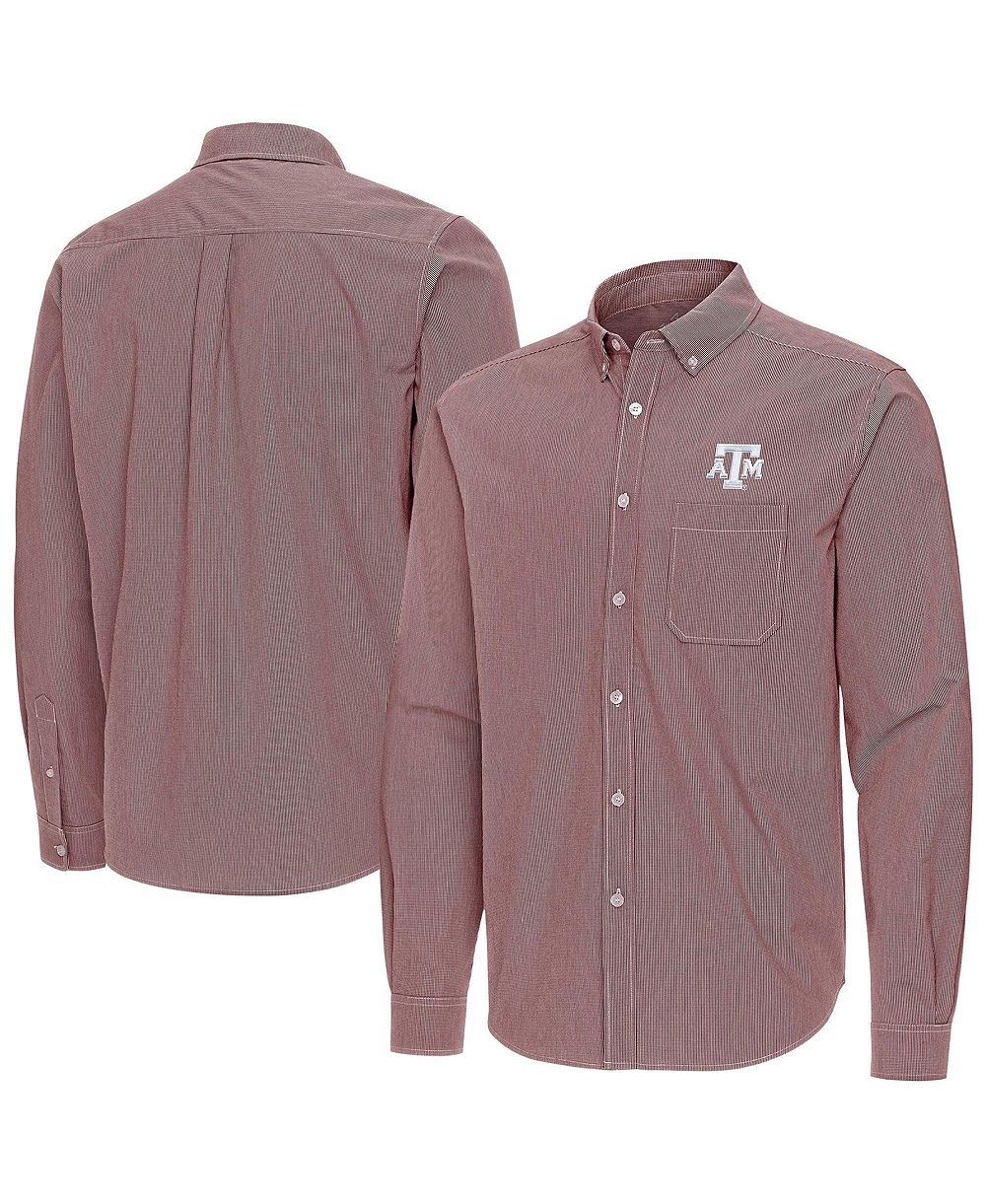 Мужская рубашка Antigua Maroon Texas A&M Aggies Porter Woven Tri-Blend с длинным рукавом