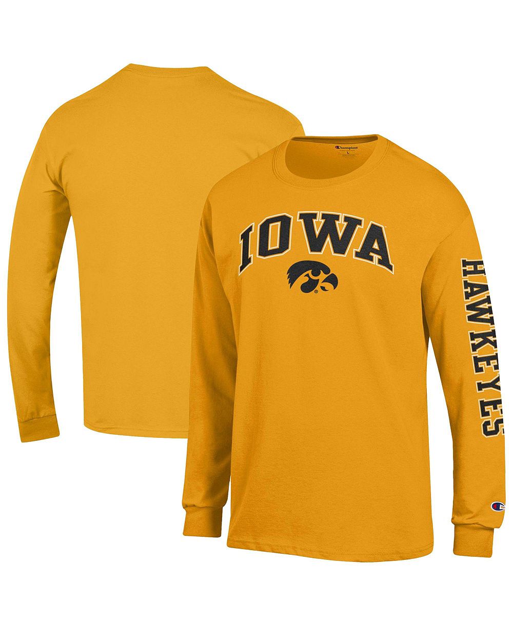 Футболка Champion Men's Gold Iowa Hawkeyes Arch Over Logo 2-Hit Long Sleeve T-Shirt