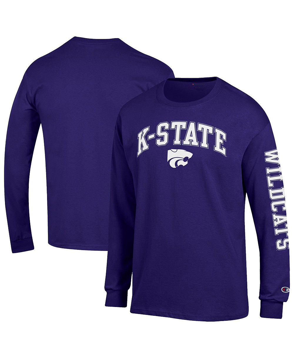 Мужская футболка Champion с длинным рукавом и логотипом Kansas State Wildcats, фиолетовая