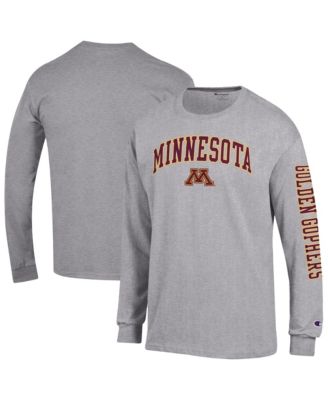 Мужская футболка Champion Heather Gray Minnesota Golden Gophers Arch Over Logo 2-Hit Long sleeves