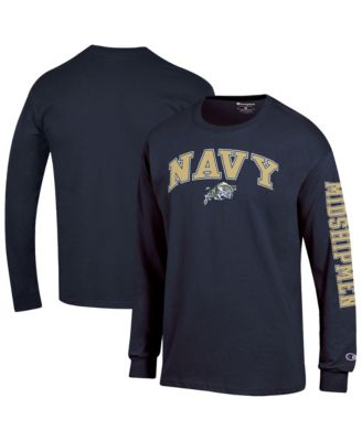Champion Men's Navy Midshipmen Arch Over Logo 2-Hit Long Sleeve T-Shirt