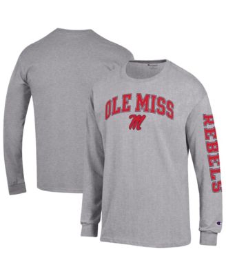Champion Men's Heather Gray Ole Miss Rebels Arch Over Logo 2-Hit Long Sleeve T-Shirt
