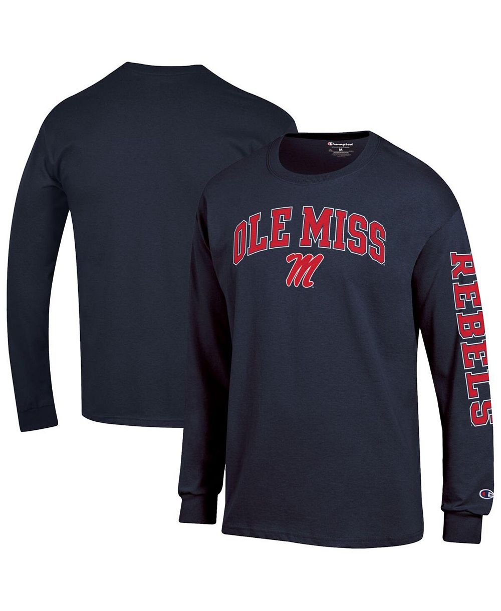 Champion Men's Heather Gray Ole Miss Rebels Arch Over Logo 2-Hit Long Sleeve T-Shirt