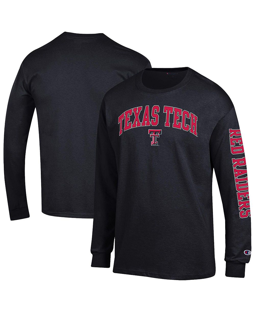 Мужская футболка Champion Black Texas Tech Red Raiders Arch Over Logo 2-Hit с длинным рукавом