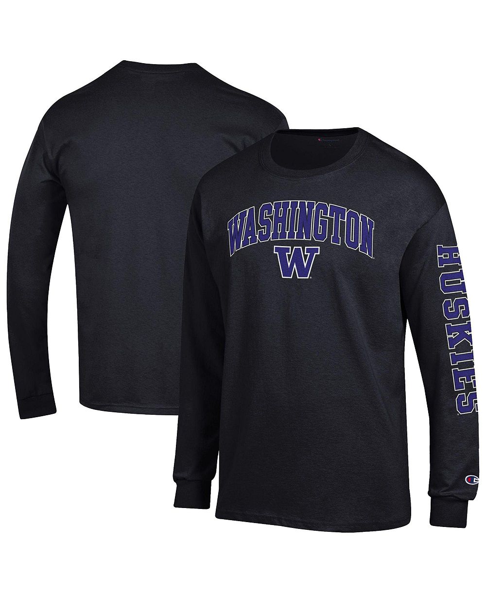 Champion Men's Black Washington Huskies Arch Over Logo 2-Hit Long Sleeve T-Shirt
