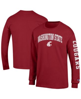 Champion Men's Crimson Washington State Cougars Arch Over Logo 2-Hit Long Sleeve T-Shirt