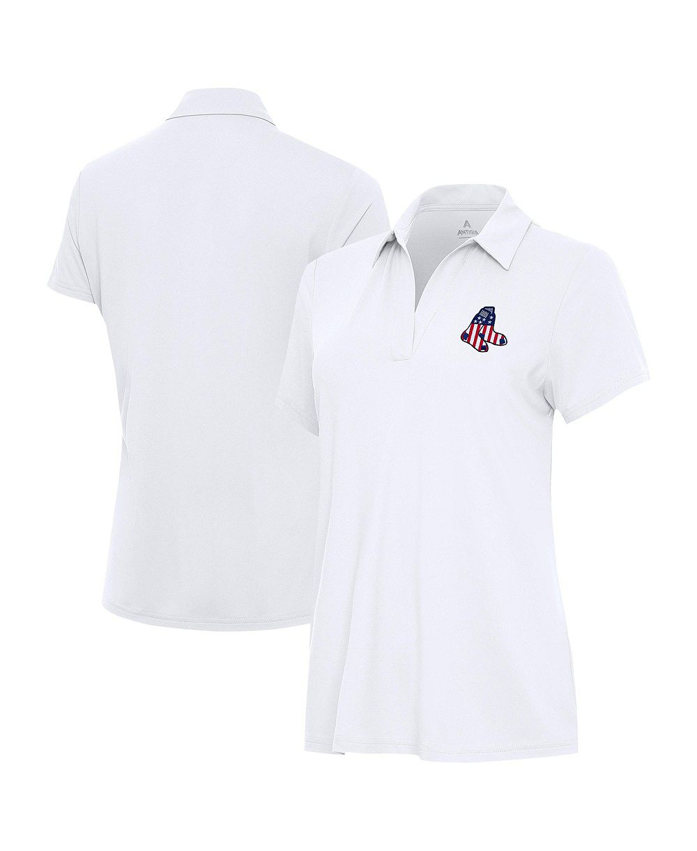 Antigua Женская рубашка поло White Boston Red Sox Era Stars and Stripes Team Logo