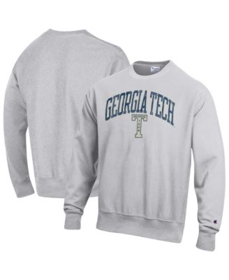 Champion Мужская серая толстовка Georgia Tech Yellow Jackets Distressed Arch Over Logo Reverse Weave Crew Neck