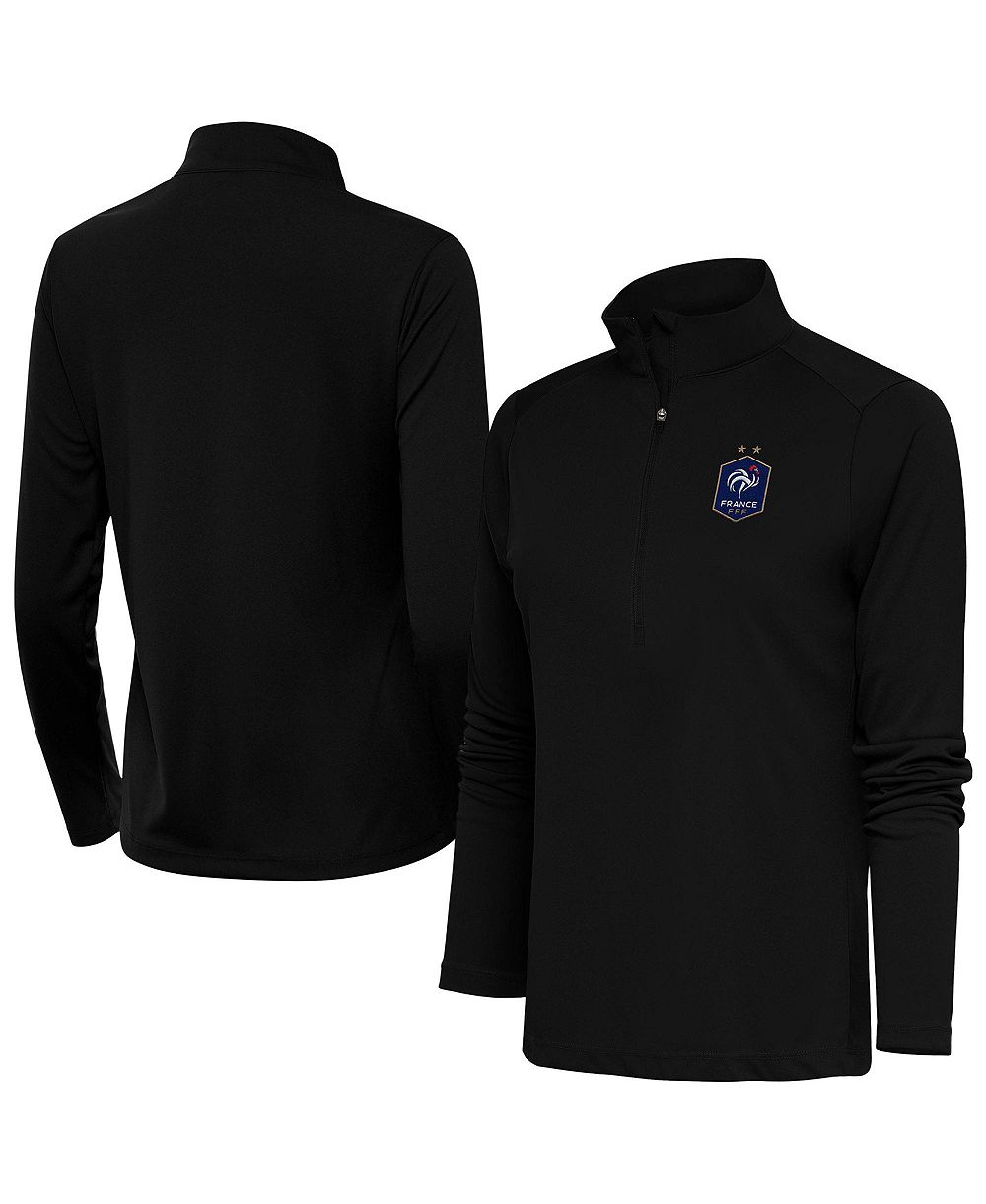 Antigua Women's Black France National Team Statement Half-Zip Pullover Sweatshirt