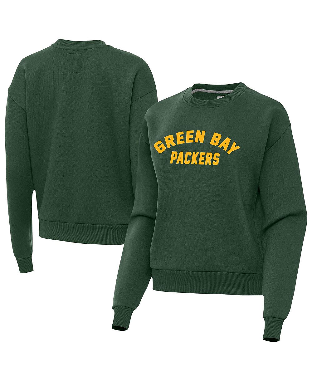 Женский свитшот Antigua Green Bay Packers Victory Dropped-Shoulder Embroidered Patch Sweatshirt