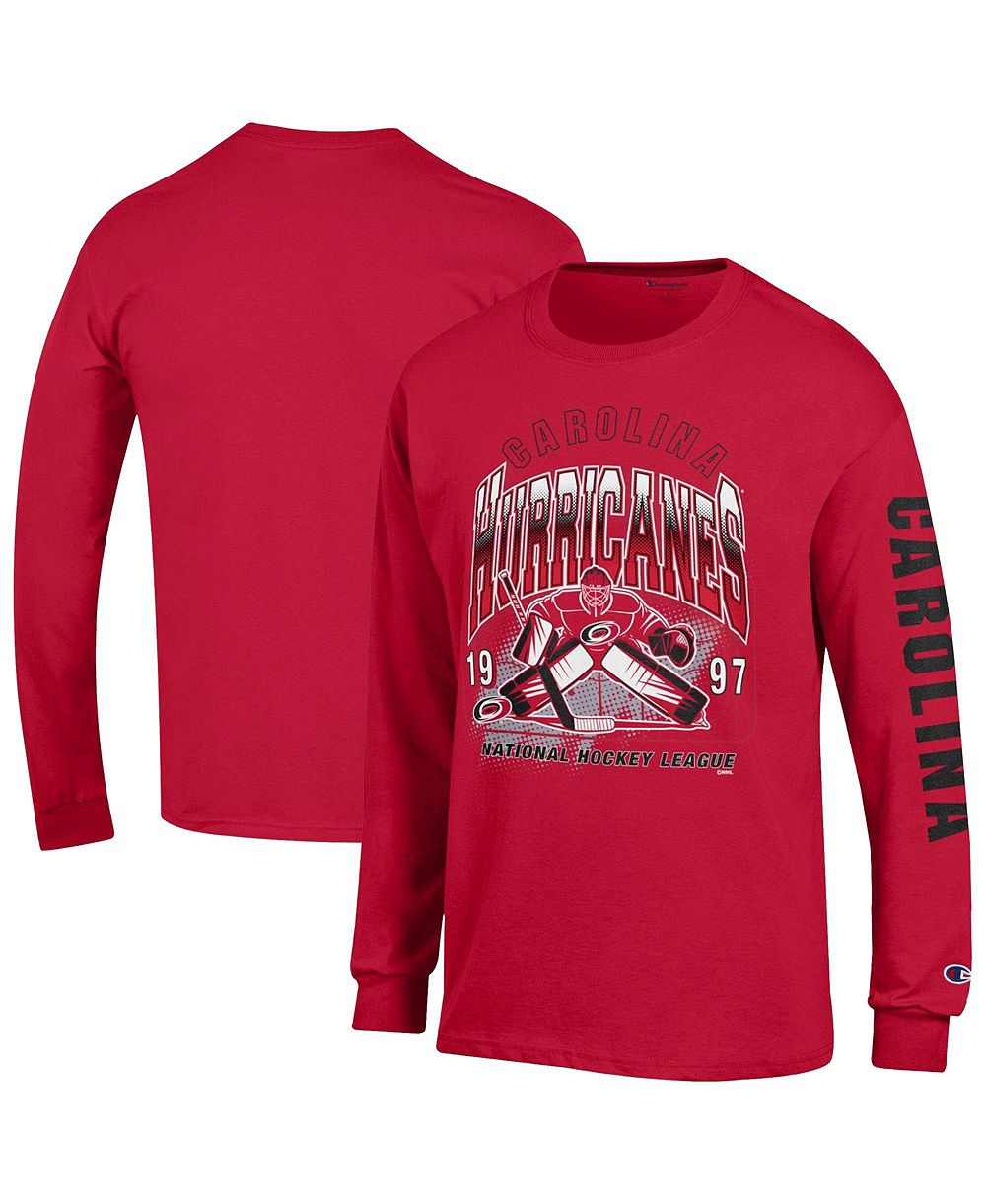 Champion Men's Red Carolina Hurricanes Long Sleeve Jersey T-Shirt