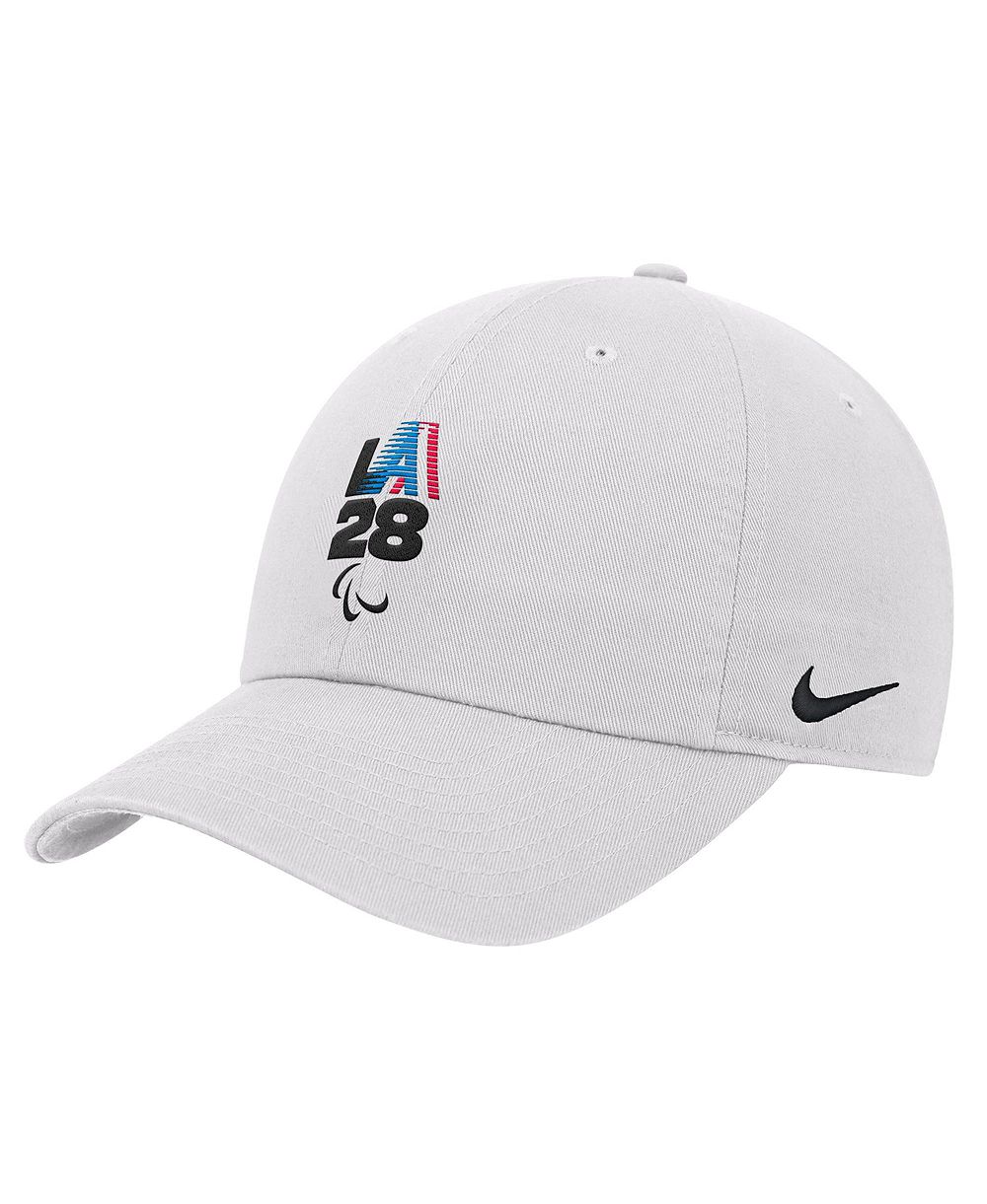 Мужская кепка Nike White LA28 Summer Paralympics Retro Stripe Club Adjustable