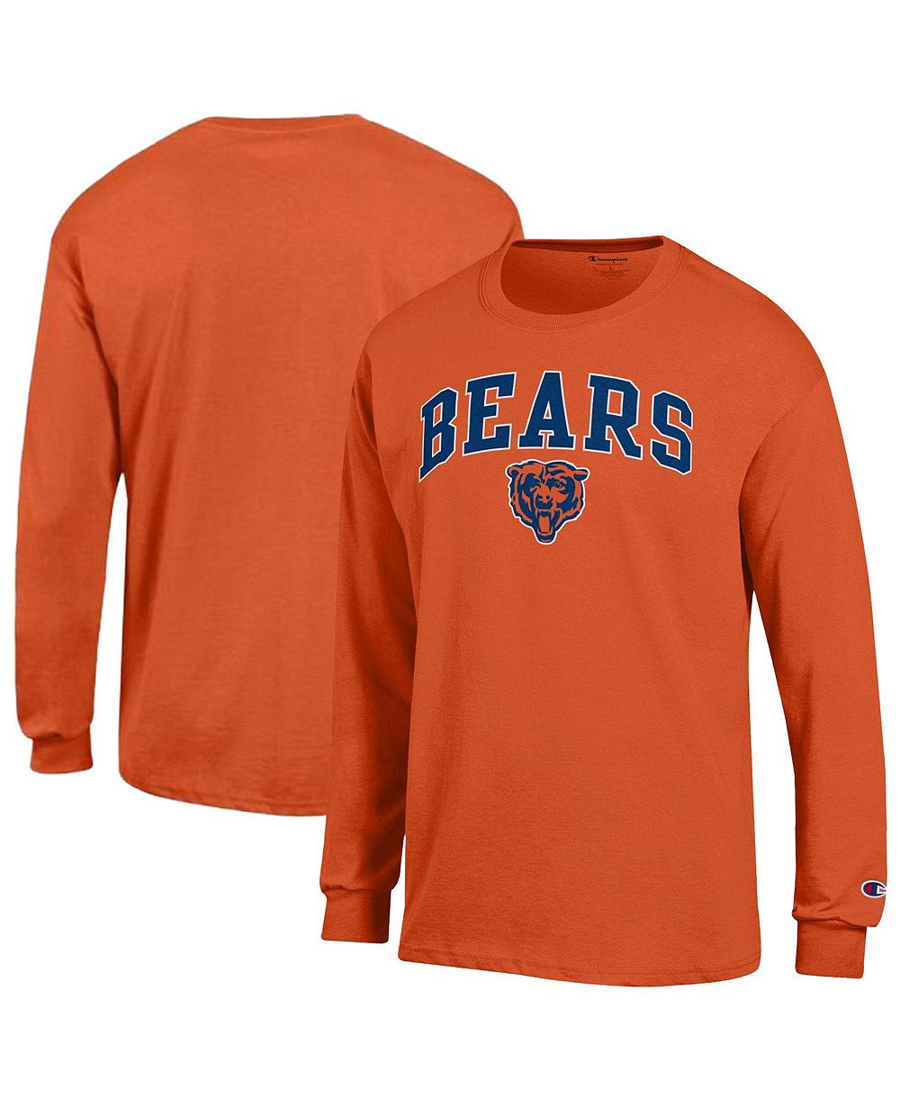 Champion Men's Orange Chicago Bears Arch Over Logo Long Sleeve T-Shirt