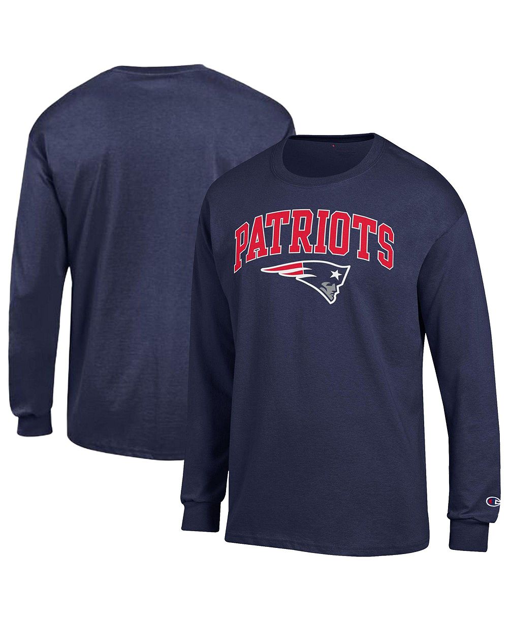 Champion Men's Navy New England Patriots Arch Over Logo Long Sleeve T-Shirt