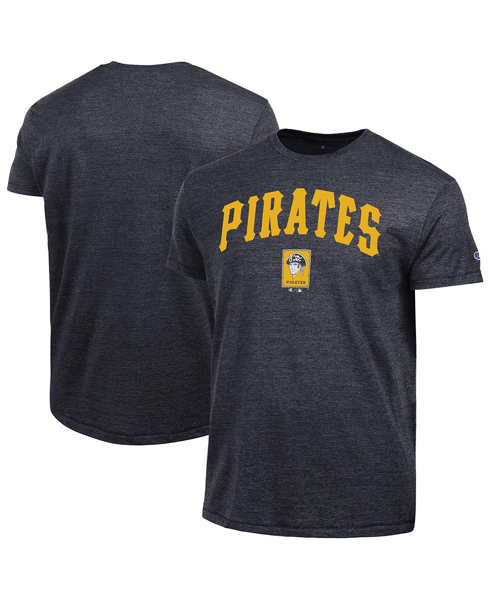 Champion Мужская Black Pittsburgh Pirates Cooperstown Wordmark Lockup Tri-Blend T-Shirt