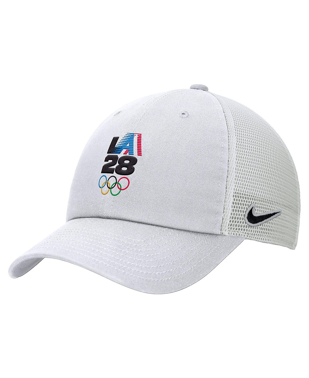 Мужская регулируемая кепка Nike Trucker цвета White с логотипом LA28 Summer Olympics Club