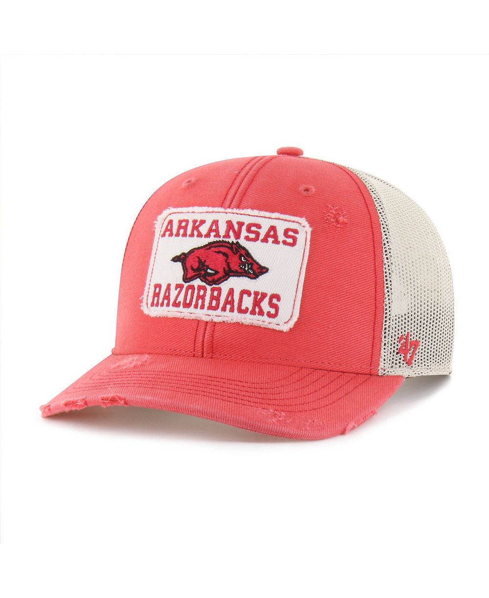 Мужская и женская кепка '47 Brand Red Arkansas Razorbacks Egremont Well-Worn Adjustable Trucker