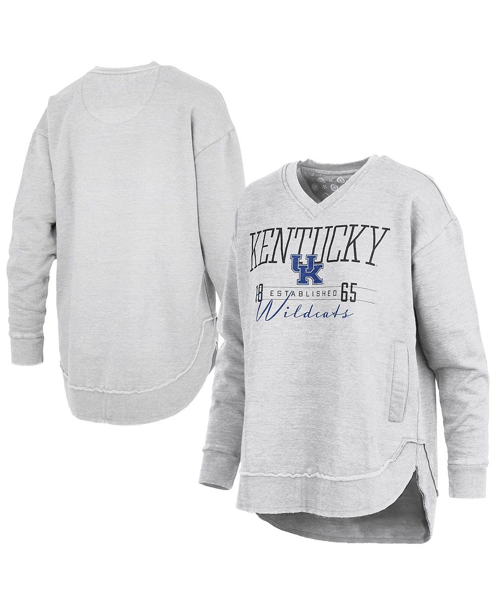 Женская толстовка Pressbox Kentucky Wildcats Marcus East Hall с V-образным вырезом, серая меланж