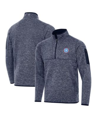 Antigua Мужской Heather Navy Tennessee Titans Fortune Quarter-Zip Pullover Sweatshirt