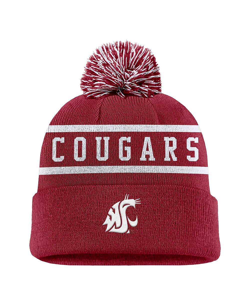 Nike Men's Crimson Washington State Cougars Peak Cuffed Knit Hat with Pom