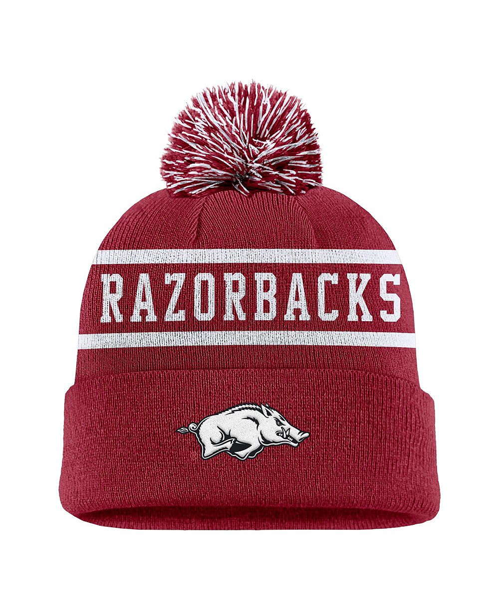 Nike Men's Cardinal Arkansas Razorbacks Peak Cuffed Knit Hat with Pom