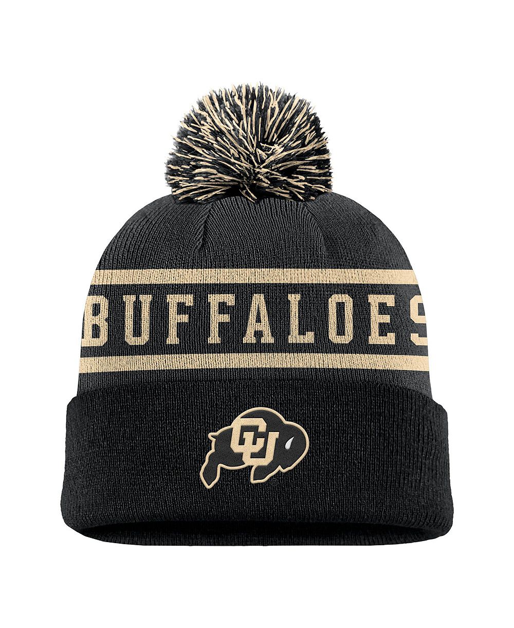 Nike мужская вязаная шапка с помпоном и отворотом Peak, черная, Colorado Buffaloes