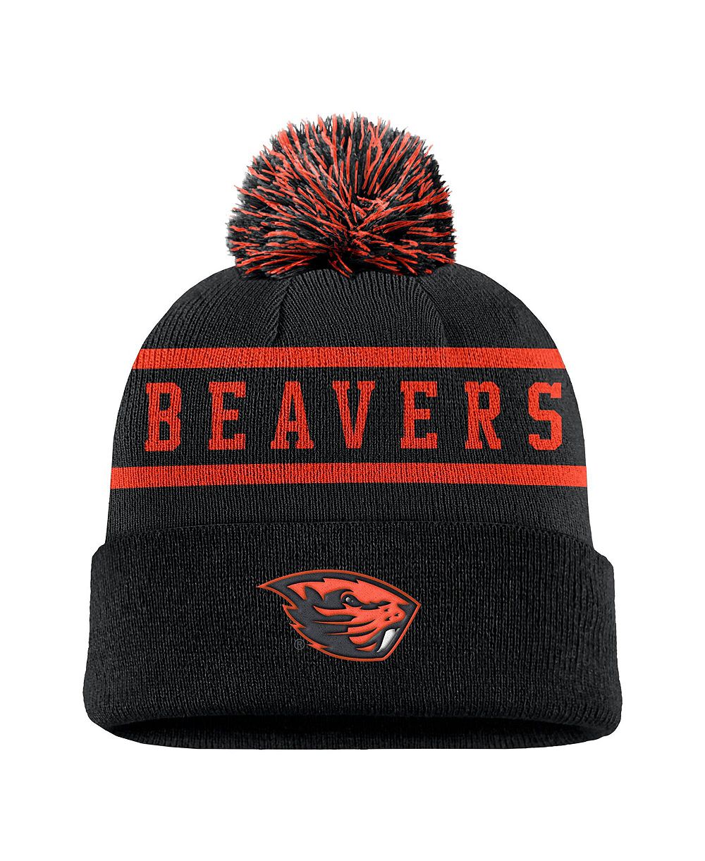 Nike Men's Black Oregon State Beavers Peak Cuffed Knit Hat with Pom
