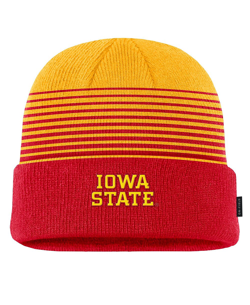 Nike мужская вязаная шапка с отворотом Gradient Terra 2026 On-Field Cardinal/Gold Iowa State Cyclones