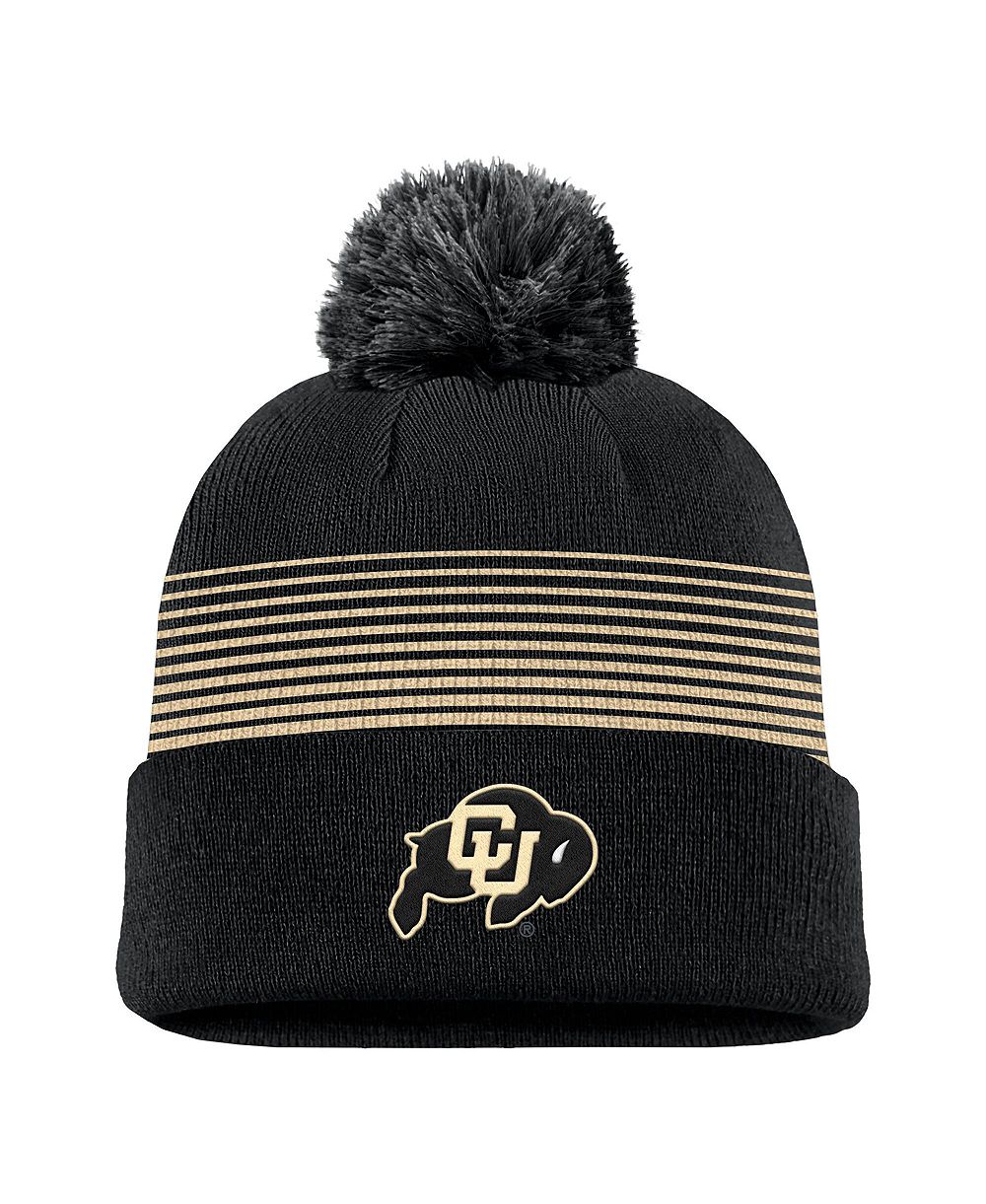 Nike Men's Black Colorado Buffaloes 2026 On-Field Peak Cuffed Knit Hat with Pom