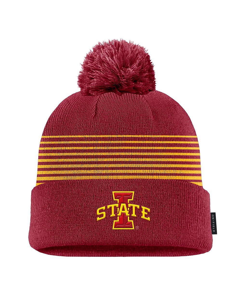 Nike Men's Cardinal Iowa State Cyclones 2026 On-Field Peak Cuffed Knit Hat with Pom