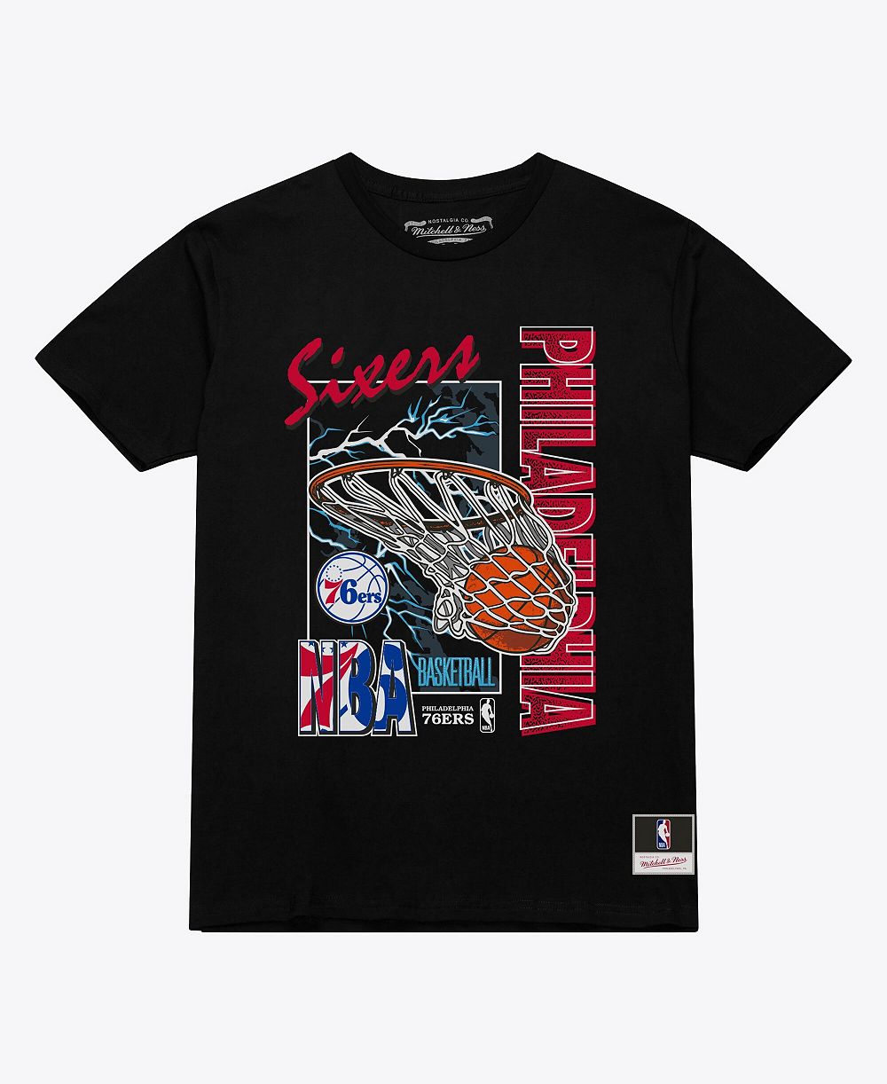 Мужская футболка Mitchell & Ness Black Philadelphia 76ers Lightning Swish