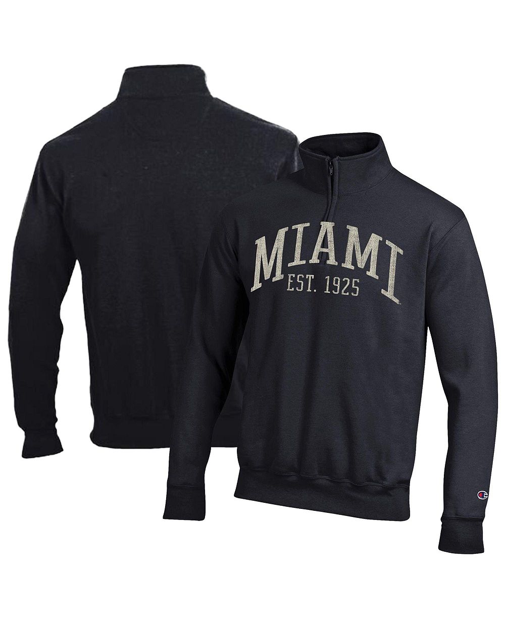 Мужской свитшот Champion Black Miami Hurricanes Powerblend Quarter-Zip Pullover
