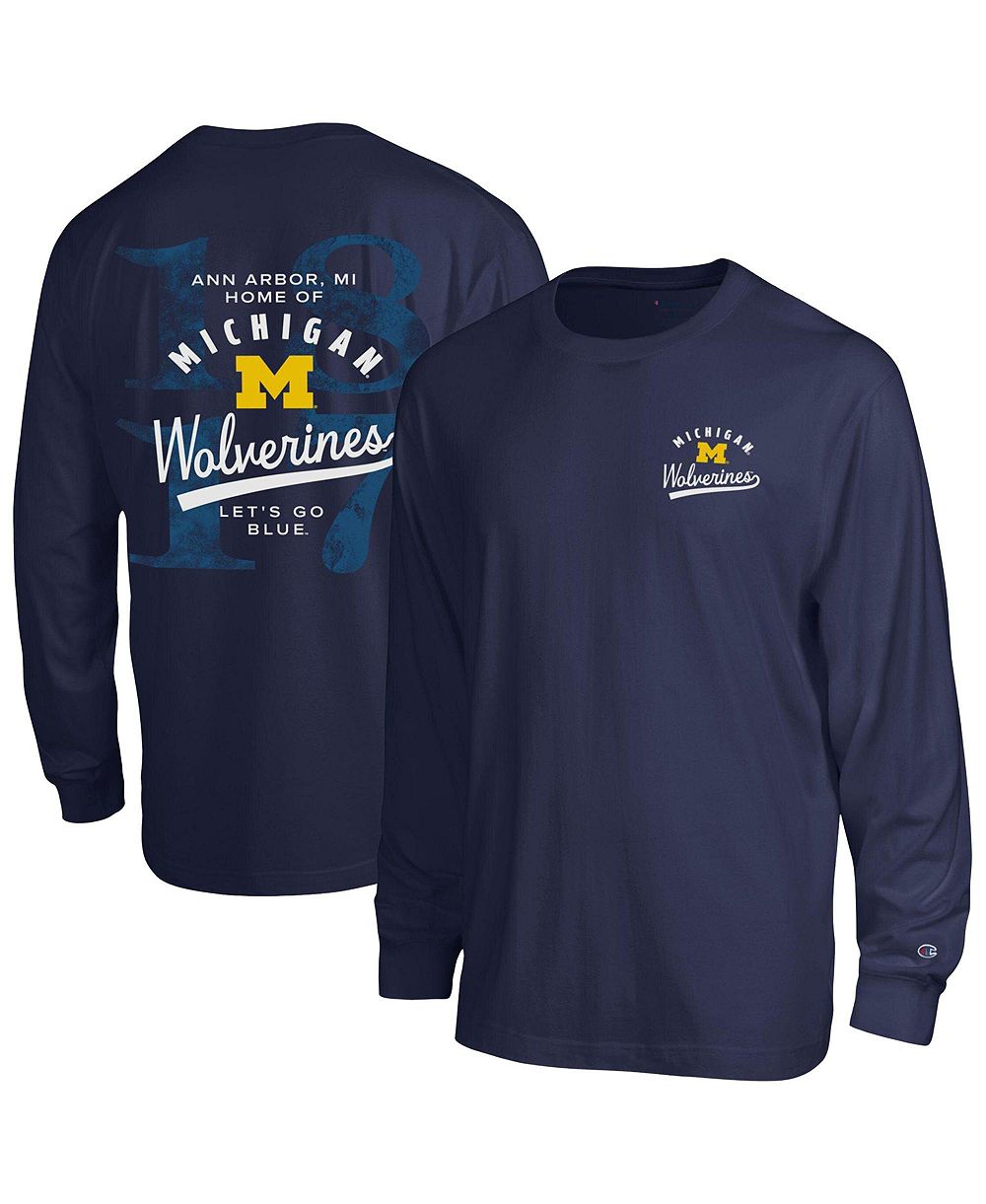Champion Men's Navy Michigan Wolverines Laminated All-Star Long Sleeve T-Shirt
