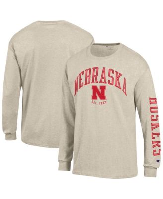 Мужская футболка Champion Heather Oatmeal Nebraska Huskers Neutral Arch Long-Sleeve