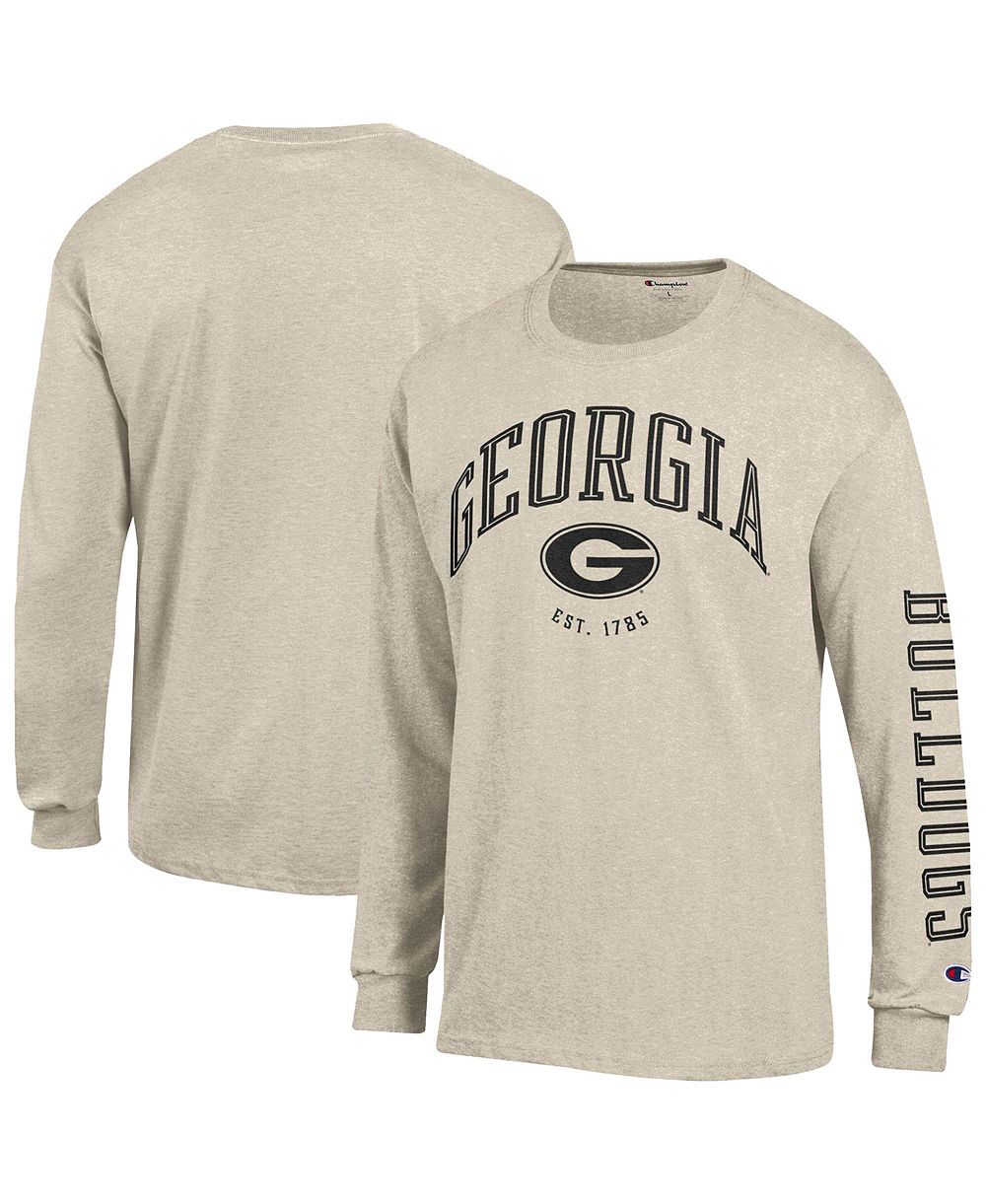 Champion Men's Heather Oatmeal Georgia Bulldogs Neutral Arch Long-Sleeve T-Shirt