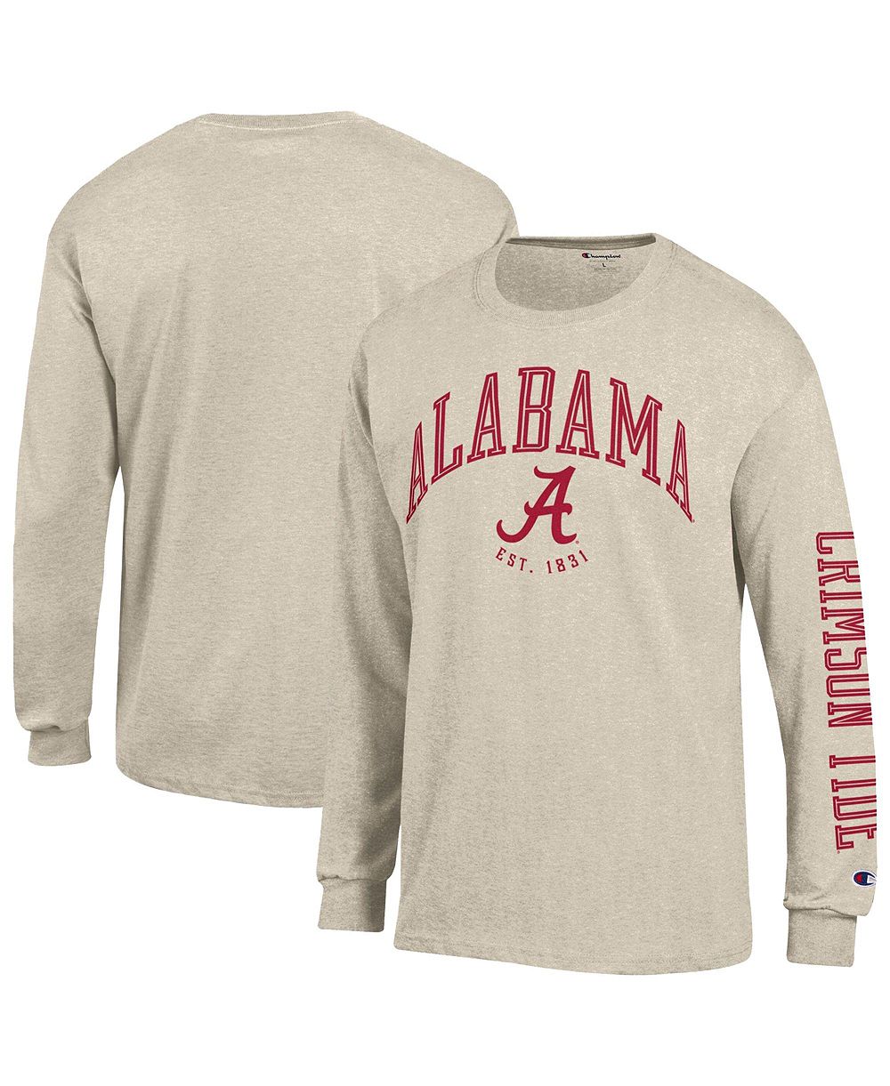Champion Men's Heather Oatmeal Alabama Crimson Tide Neutral Arch Long-Sleeve T-Shirt