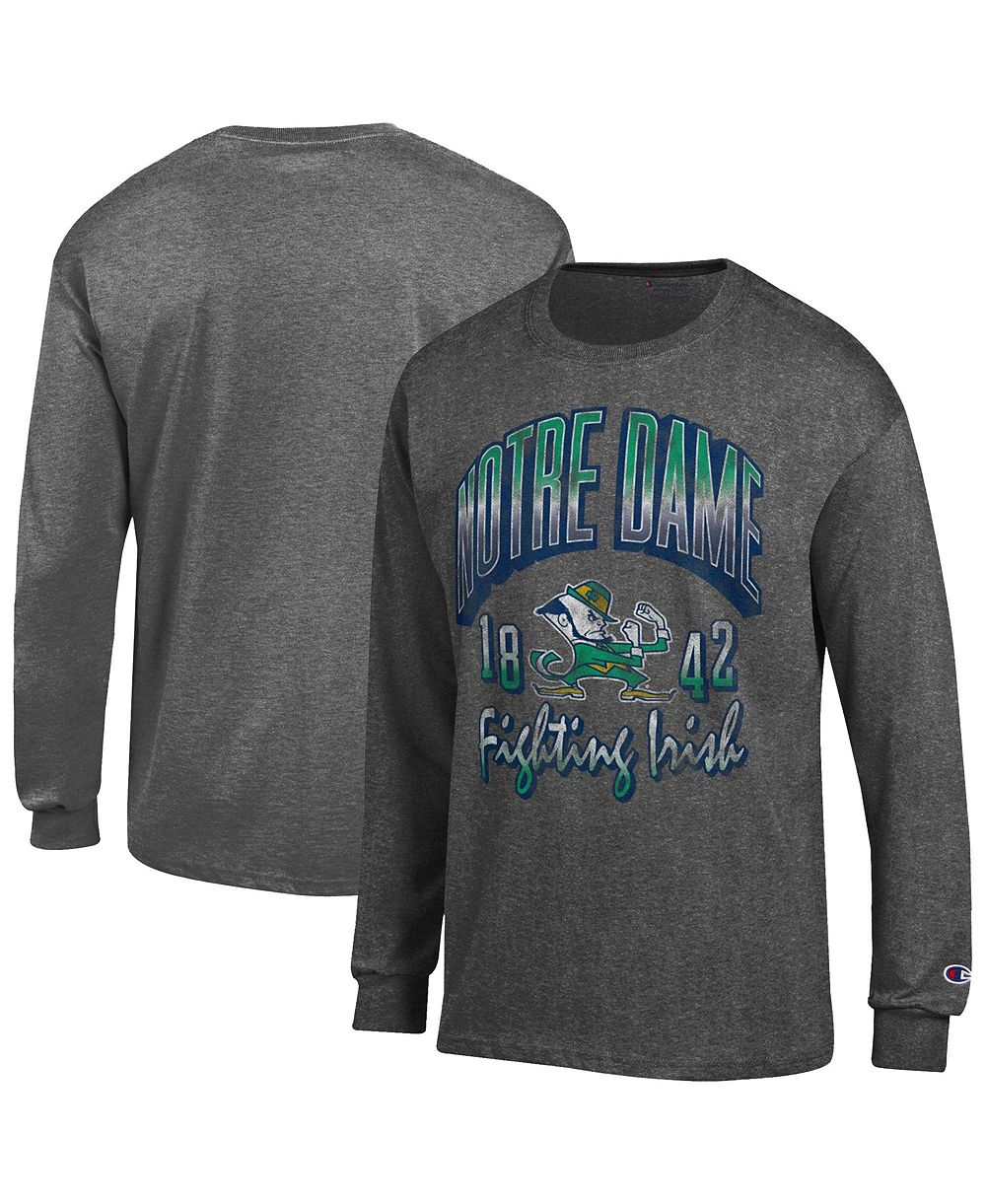 Мужская футболка Champion Heather Charcoal Notre Dame Fighting Irish Bold Long-Sleeve