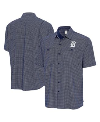 Antigua Men's Navy Detroit Tigers Mosaic Button-Up Shirt