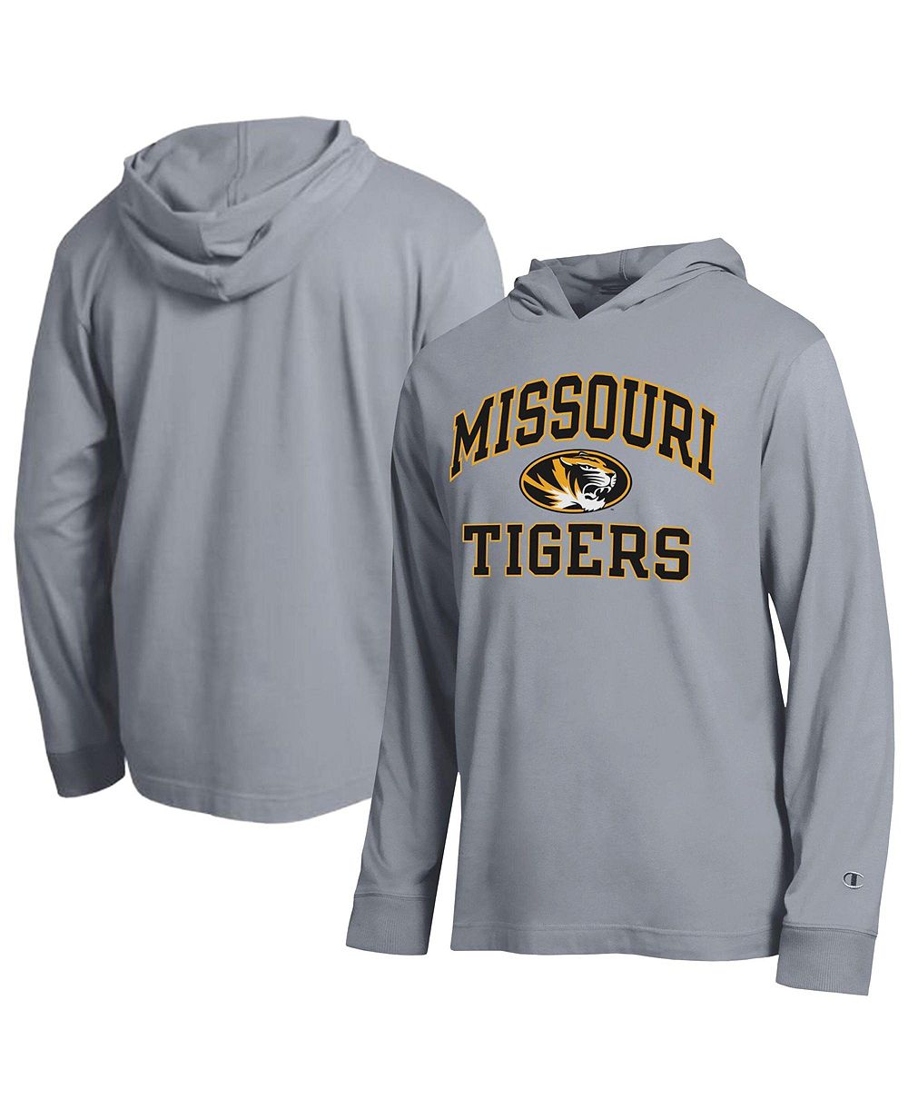 Champion Men's Heather Gray Missouri Tigers High Motor All-Star Long Sleeve Hooded T-Shirt